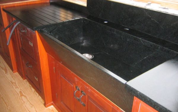 Soapstone Sink with Custom Drainboard