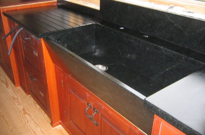 Soapstone Sink with Custom Drainboard