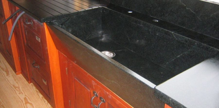 Soapstone Sink with Custom Drainboard
